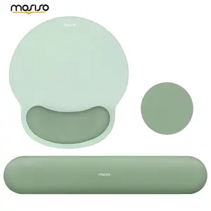 MOSISO Wrist Rest Support for Mouse Pad&Keyboard Set, Circle Curved Ergonomic Mousepad&Coaster Non-Slip Base Home/Office Pain Relief&Easy Typing Pad with Soft Cloth&Silicone Lining