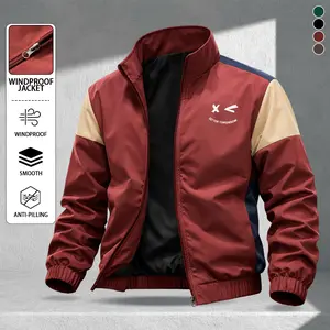 Men’s fashion sports casual jacket with graphic print, windproof stand collar design, abrasion-resistant and skin-friendly surface material, suitable for everyday outings, commuting, sports fitness, camping, ideal for spring and summer wear; a comfortable