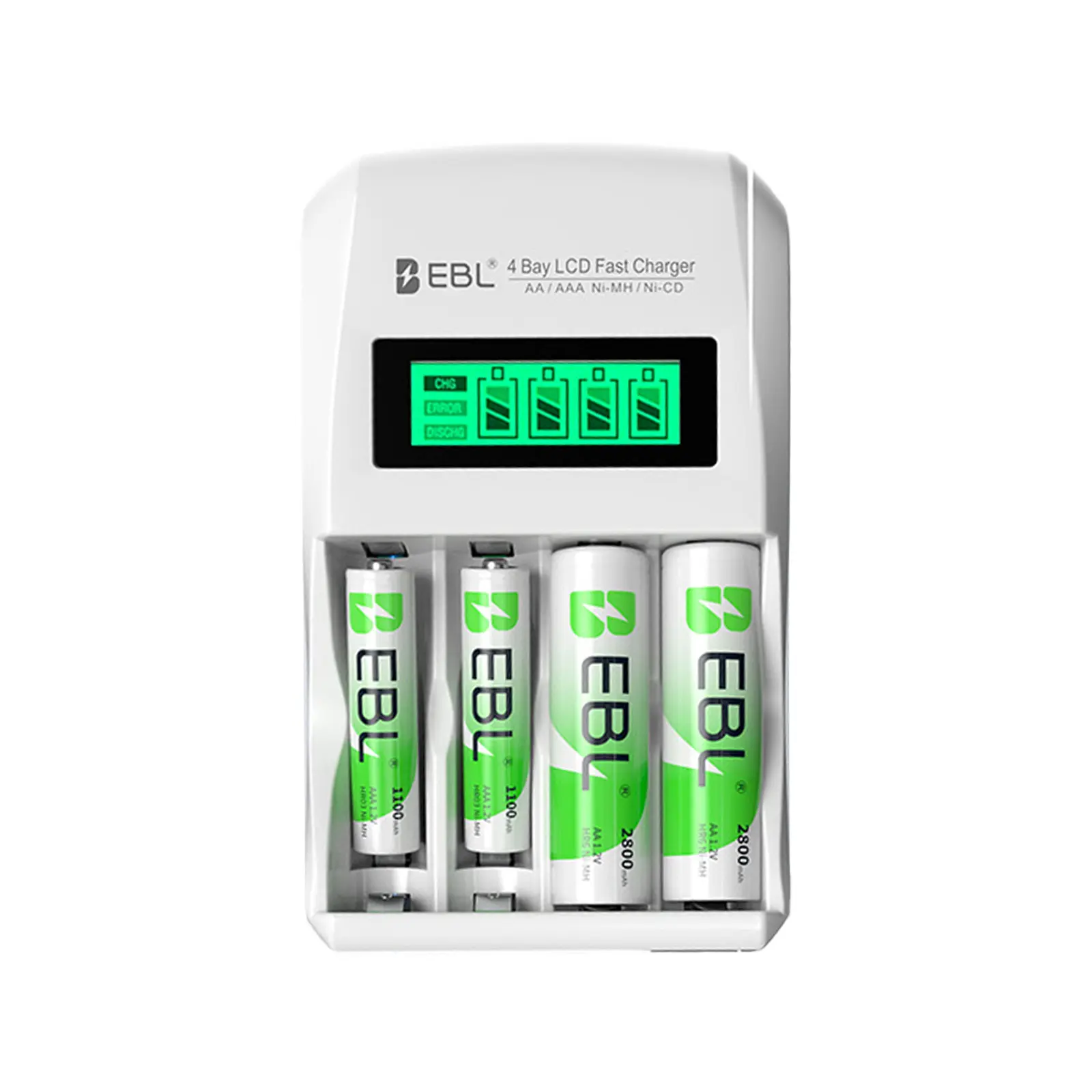 EBL Rechargeable AA & AAA Batteries with Long-Lasting Smart Charger Kit, Fast-Charging Dock for Electronics Charging Needs, Smart Battery Charger, Fast Charging Charger