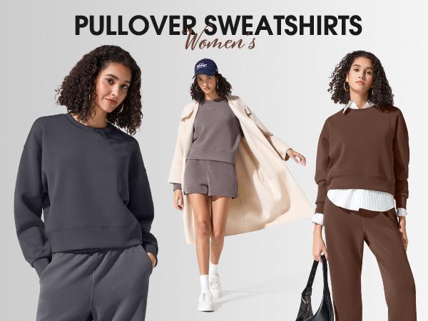 2-Piece Set G4Free Smoofit Modal Soft Women’s Lounge Set Long Sleeve Crewneck Sweatshirt & High Waist Straight Leg Sweatpants with Pockets