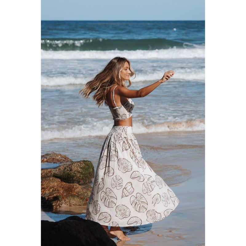 Kristy Maxi Skirt Set - Cream Shells