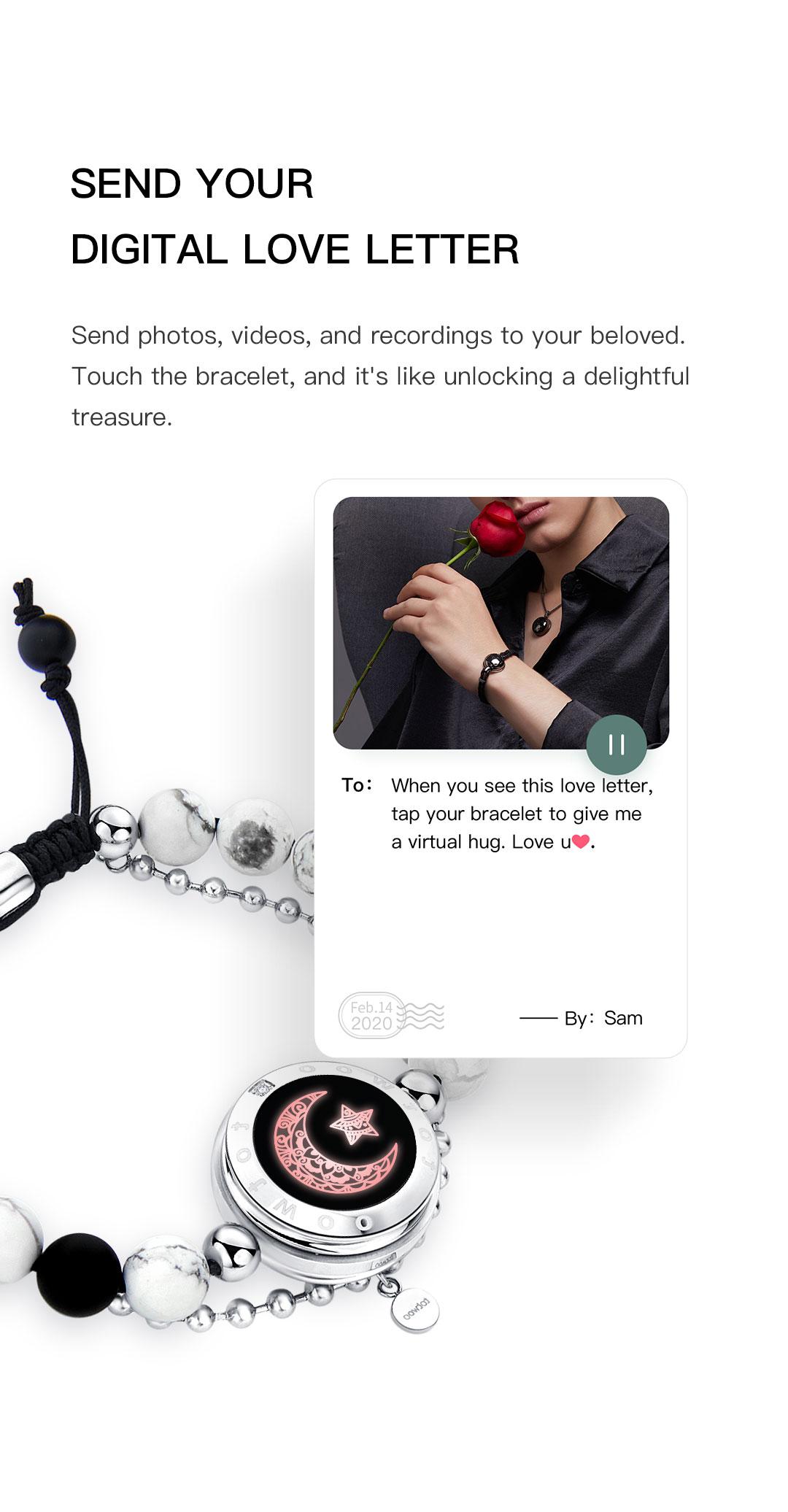 Totwoo Long Distance Touch Bracelets for Couples, Sun & Moon Design, Smart Love Connection, Best Gifts for Boyfriend, Girlfriend, Family & Friends, Relationship & Friendship Wearable Bracelets for Distance Love & Communication