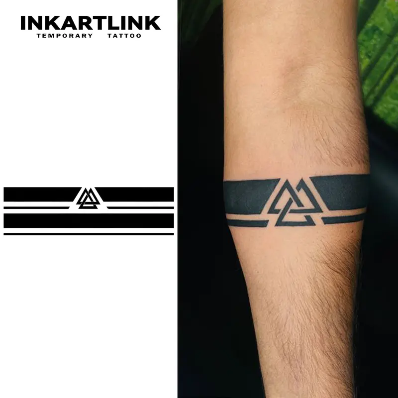 INKARTLINK Magic Modern Fake Temporary Tattoo Stickers, 2-Sheet Variety, Waterproof Semi-Permanent Long-Lasting, Adjustable Upper Armband Design, Non-Toxic Organic, All Skin Types Safe, Casual Party Use, Ideal for Eternal Art & Juice Tattoo Mock-Ups