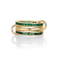 Interlocking Triple Band Emerald Tone Yellow Gold