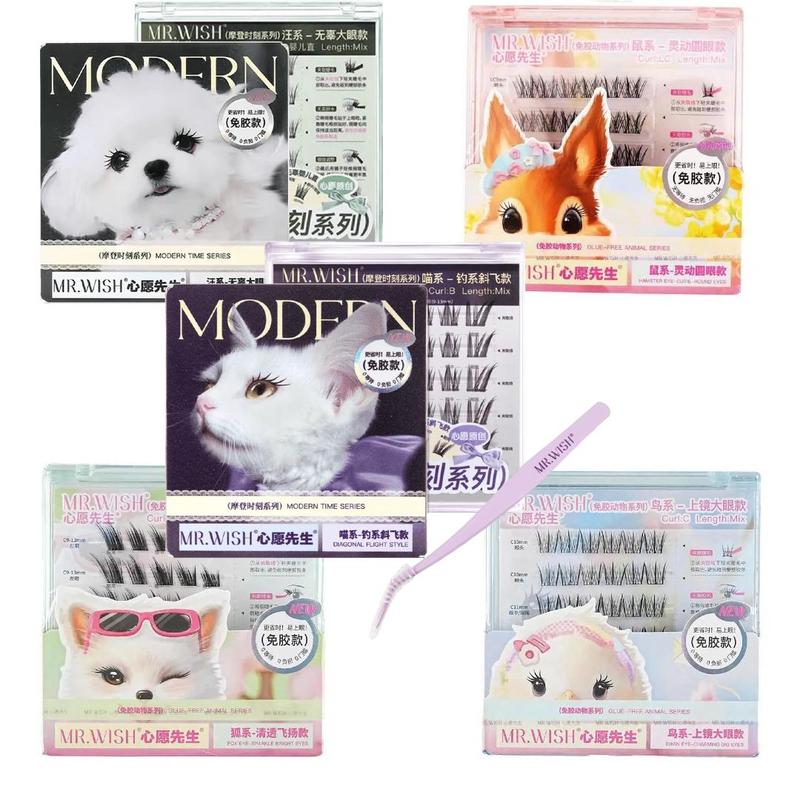 MR.WISH Animals Series 2.0 & 3.0 Cat Eye No-Glue False Eyelashes & Brown Color Specially Developed For Light hair - Dramatic Volume Double Eyelid Enhancer for Christmas New Year Makeup Party Masquerade Everyday Wear MR.WISH Animals Series 2.0 & 3.0 Cat Eye No-Glue False Eyelashes & Brown Color Specially Developed For Light hair - Dramatic Volume Double Eyelid Enhancer for Christmas New Year Makeup Party Masquerade Everyday Wear