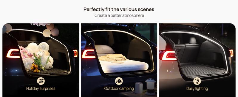 DIBMS 168inch Dynamic LED Car Trunk Light Strip White Magnetic Sensor Automatic Shut-Off Start-Up Function Decorative Ambient Lighting Strip,