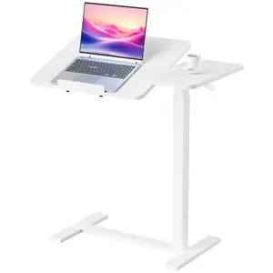 Overbed Bedside Table with Wheels, Adjustable Hospital & Home Use Bed Table, Rolling Laptop Table, Mobile Standing Desk