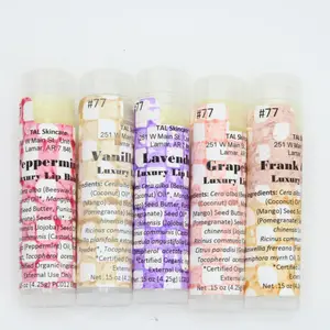 TAL Skincare Luxury Lip Balm 5-Pack + Bonus Lip Balm, Natural Hydrating Lip Care Set for Dry Chapped Lips with Peppermint Vanilla Lavender Grapefruit Frankincense Myrrh