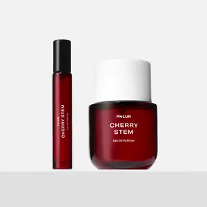 PHLUR Cherry Stem Eau de Parfum - Fragrance Duet - Full Size + Travel Size Perfume with Black Cherry, Red Freesia, Plum Nectar & Ebony Woods (50mL + 9.5mL)