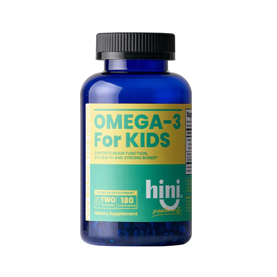 HINI Omega-3 for Kids - Children's DHA Fish Oil Supplement for Eye Health Immune Support Strong Bones Heart Health Vitamins for Kids Easy-to-Swallow Softgels Natural Orange Flavor Omega 3 for Kids DHA Supplement