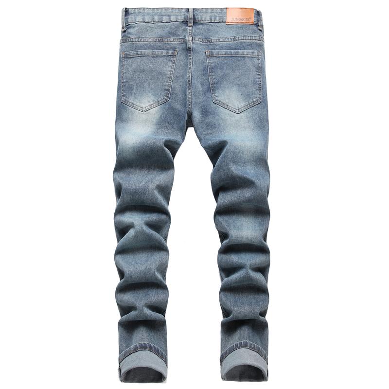JUNBAOSS Men's Slim Fit Stretch Jeans Ripped Skinny Jeans for Men, Distressed Straight Leg Fashion Casual Popular Chic Comfort Flex Waist Denim Pants, Menswear Classic Street Style Cotton Fabric Jean Natural Hipster Personalized Stylish Jeans with Pockets