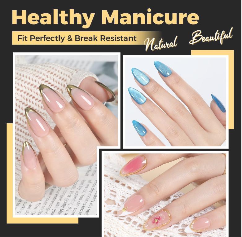 UNA GELLA Almond Gel Nail Tips 600 Pcs Pre Etched Medium Almond Shaped Nails Full Cover Press On Nails 12 Sizes Clear Fake Soft Gel Tips for Flat & Curved Nail Bed Extension Home DIY Salon