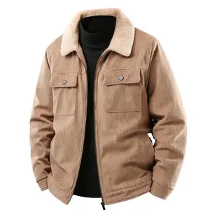 Corduroy Men's Workwear Long Sleeved Shirt with Multiple Pockets, Suitable for Spring and Autumn Casual Workwear