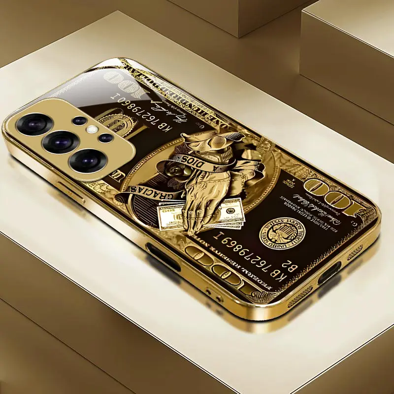 Suitable for Galaxy S25 Ultra case new luxury gold-plated high-definition glass phone case, skin friendly, comfortable, shockproof, scratch resistant, affordable all inclusive phone cases-D67