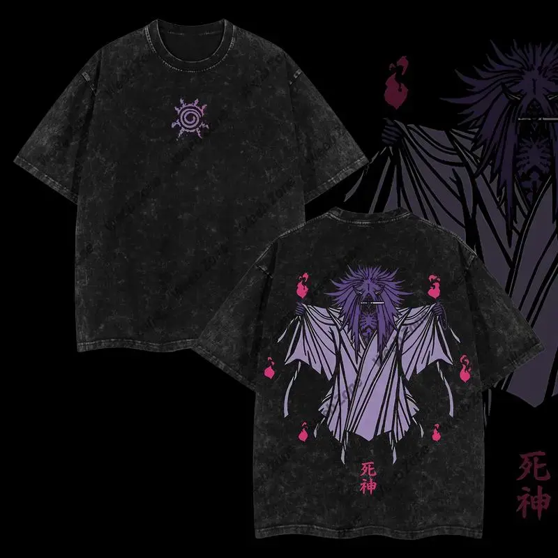 Men's Limited Edition Uzumaki Naruto Death Reaper Seal Oversized Short-Sleeve T-Shirt - Relaxed Cut, Casual, Round Neck, Seamless, Double-Printed, Lightweight, Acid-Washed Pre-Washed Soft Rib Cotton Anime Streetwear Top, 3XL, Free Expedited Shipping Gift,