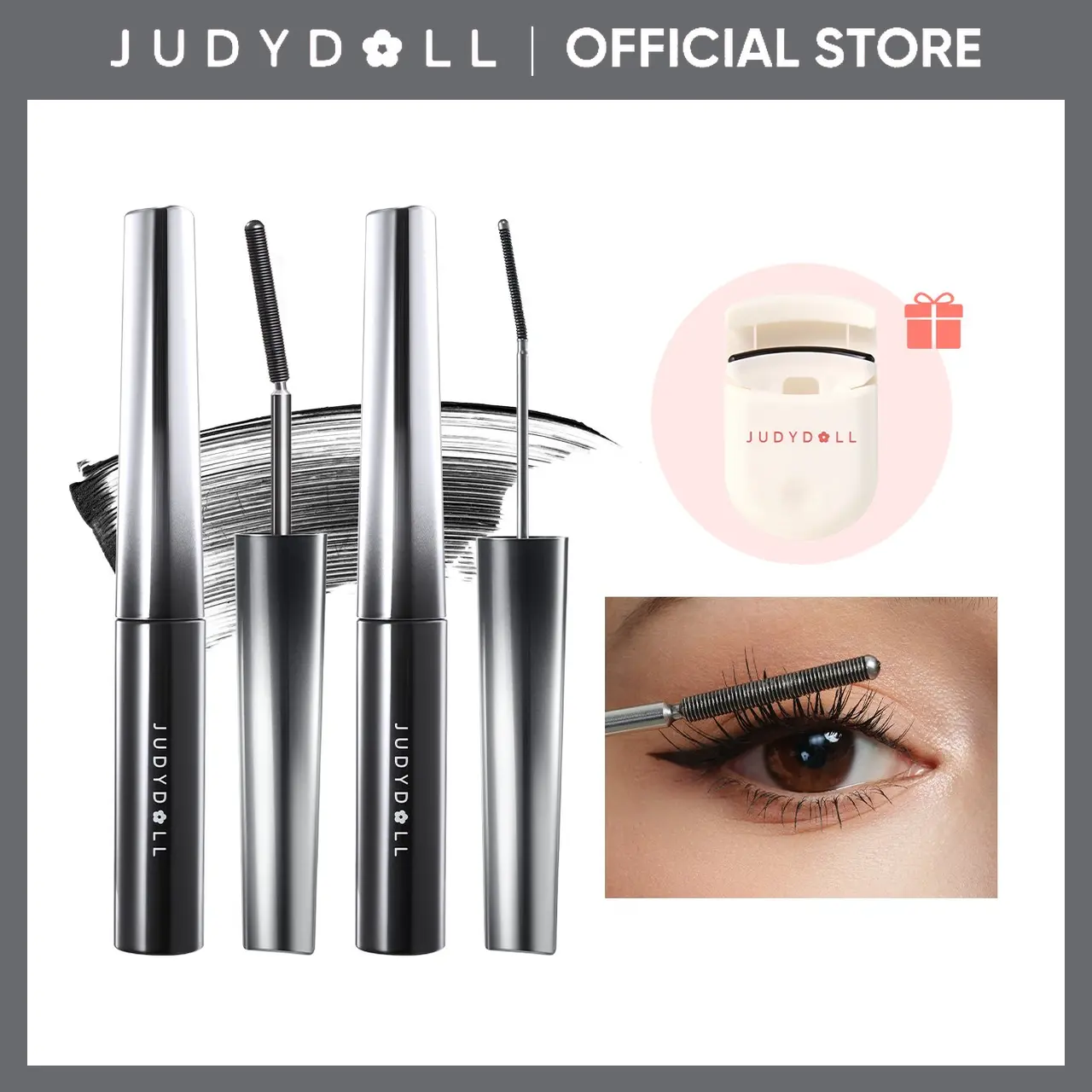 JUDYDOLL 3D Curling Eyelash Iron Mascara Set - Black & Brown Single Item, Lengthening, Long-Lasting, Waterproof, Smudge-Proof, 24-Hour Wear, Natural Extension, Thick, Ultra-Fine Volumizing, Beauty & Personal Care Makeup,back to school