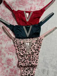 Lace Stretch Panty with Rhinestone V Detail