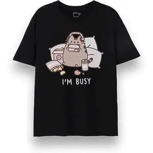 [Sale up to 30%] + [FREE SHIP] Pusheen Adults I'm Busy Cute Adult T-Shirt, Unisex T-Shirt Cotton, Short Sleeve Graphic Tee in Black