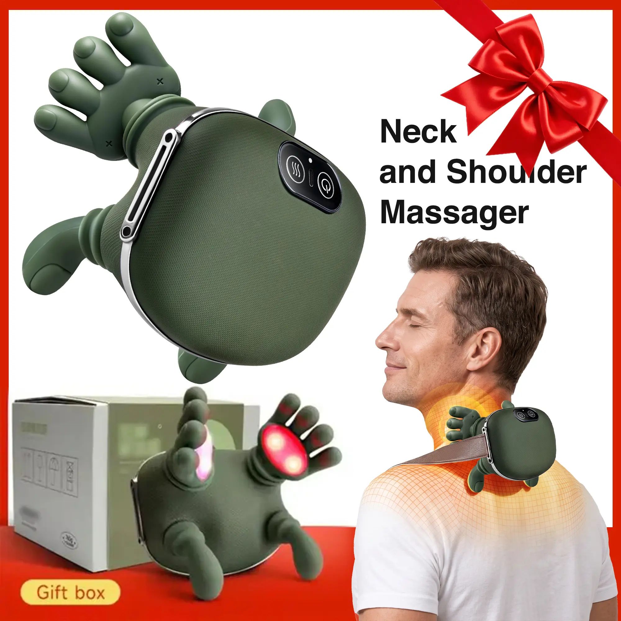 2026 Wireless Neck and Shoulder Massager with Heat, 3D Kneading Deep Tissue Massager for Cervical Pain Relief, Portable Electric Back & Leg Massager Device, Relaxation Gift for Women/Men