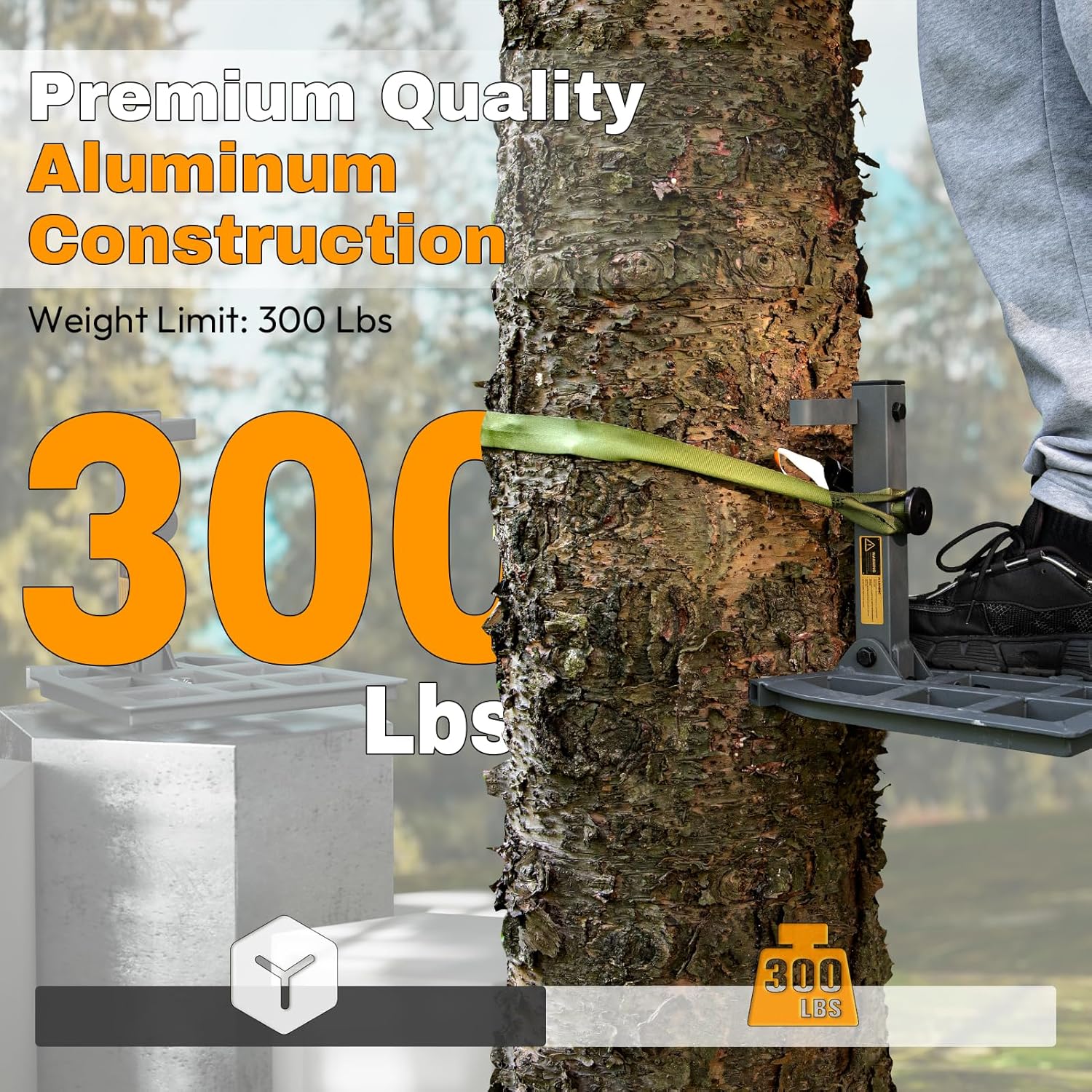 Complete Tree Saddle Hunting Kit, Includes Lightweight Hunting Saddle, 12"x12" Aluminum Platform, 4 Pack Climbing Sticks, Ropes, Bridge & Tether – All-in-One Mobile System for Saddle Hunters