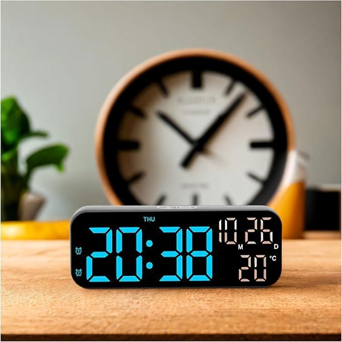 10-Inch LED Digital Wall Clock - Bedroom Alarm Clock with Temperature, Countdown Timer, Auto-Dimming and Snooze Function - 12/24H Display, Modern Design for Home, Office and Dorm | Must-Have for Smart Home Decor