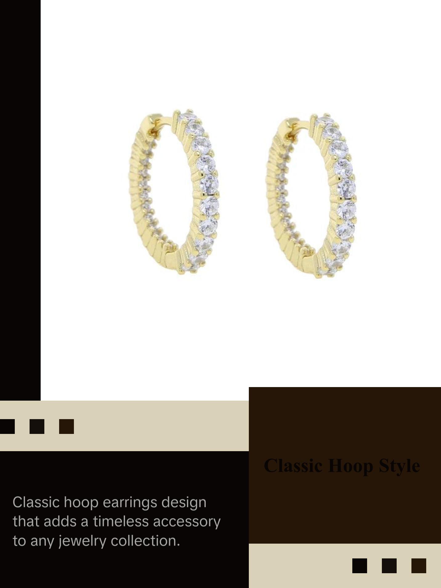 18K Gold Diamond Hoop Earrings