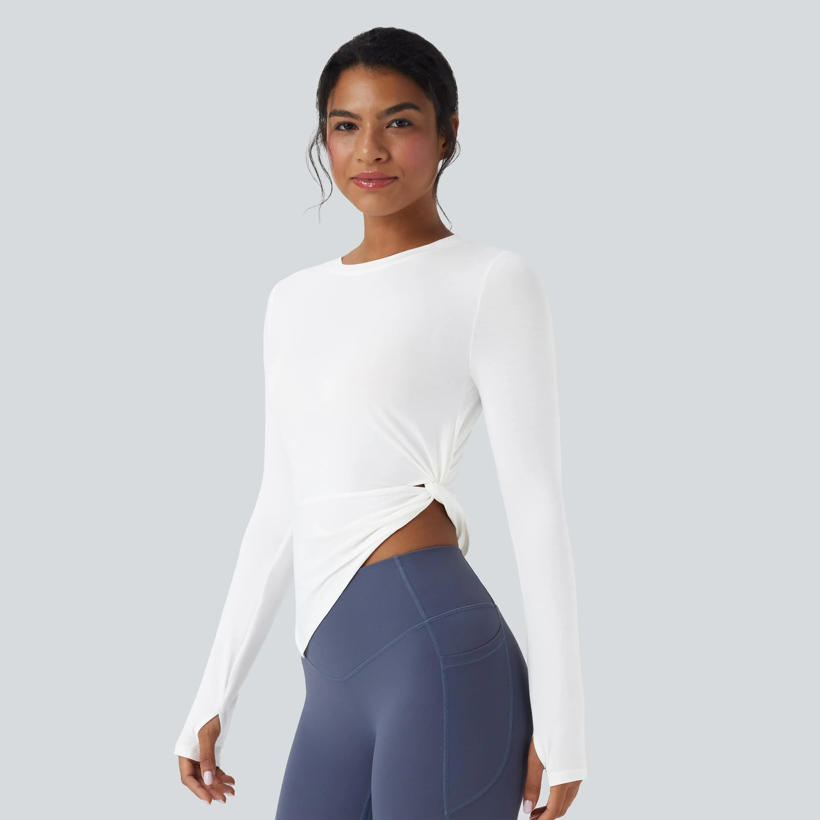 Halara Long Sleeve Thumb Hole Asymmetric Quick Dry Yoga Sports Top