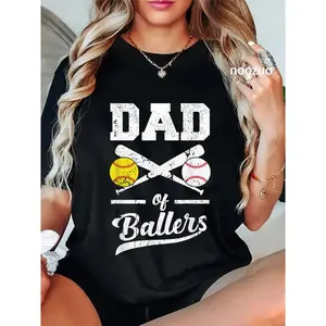 100% Cotton Dad of Ballers Dad of Baseball and Softball Player for Dad T-Shirt
