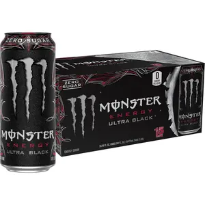 Monster Energy Ultra Black, Sugar Free Energy Drink, 16 Ounce (Pack of 15)