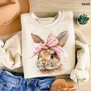 Easter Bunny Unisex Crewneck Sweatshirt, For Her, Unisex Style, 100% Cotton Pullover Shirt