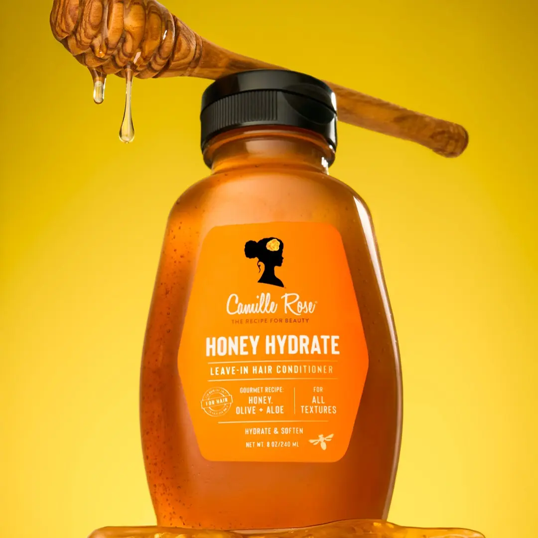 Camille Rose Honey "Leave-in Collection" - 8oz Moisture-Rich Leave-In Conditioner with Honey, Olive Oil, Aloe & Castor Seed Oil for Hydration, Frizz Control, Detangling - All Hair Types 2C-4C (Haircare Leave-In)