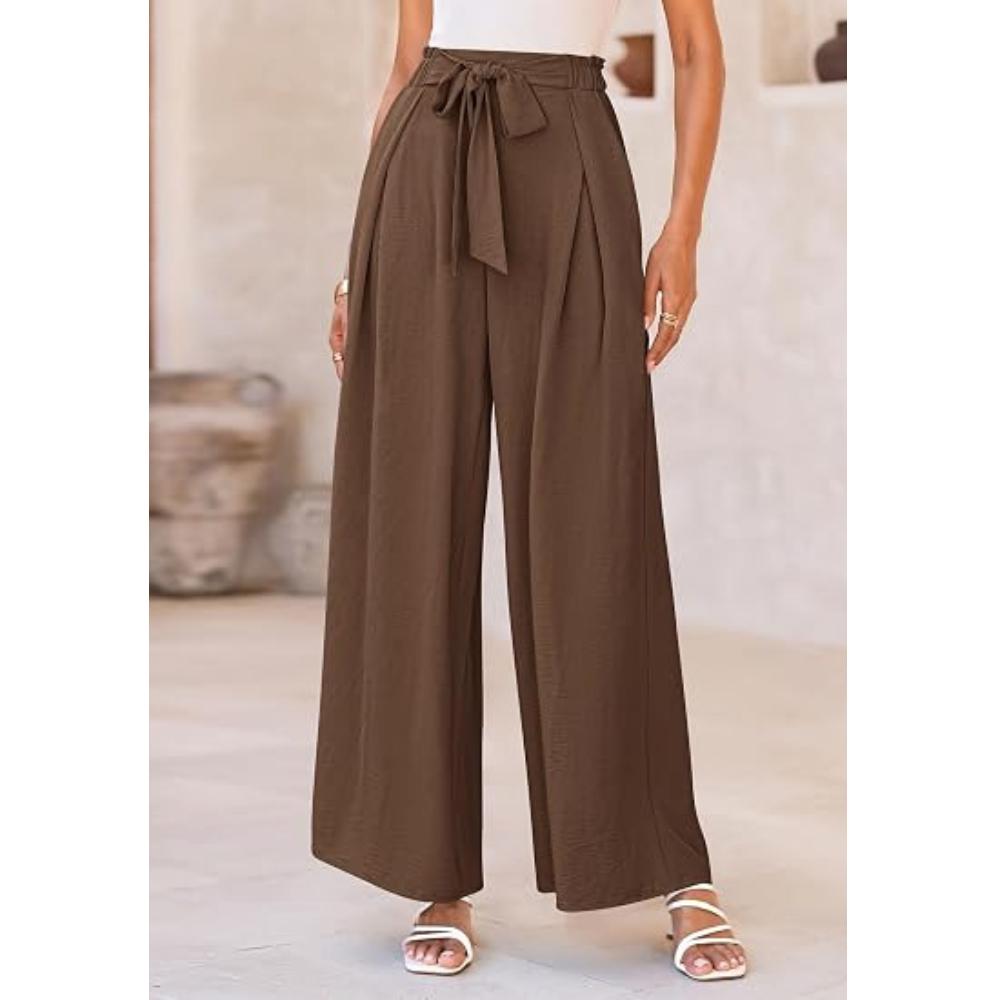 PRETTYGARDEN Women's Wide Leg Work Pants Business Casual High Waisted Loose Palazzo Trouser Summer Clothes