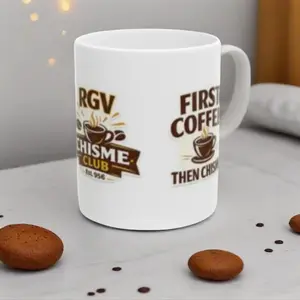 Peñitas Cafecito Co. 956 Ceramic Coffee Mug, First Coffee Then Chisme RGV Chisme Club Drinkware Cup