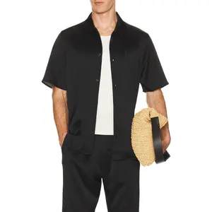 Les Deux Hector Plisse Shirt in Black