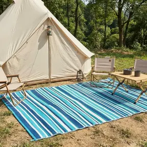 Coastal Style PP Woven Outdoor Rug Classic Striped Patio Carpet for Backyard Balcony Vacation Home Decor Durable Stain Resistant Lightweight Plastic Straw Mats for Camping Modern Multicolor Portable Picnic Mats Auto Garden Beach Decor