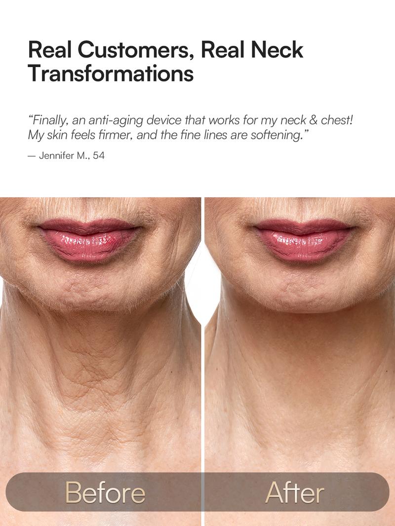 INIA GLOW Neck & Chest Red Light Mask – 850nm NIR | Fade Wrinkles & Spots | Lift & Firm in 4 Weeks - Red Light Skincare Device with 2600mAh Rechargeable Controller, Clinic-Grade, Full Coverage