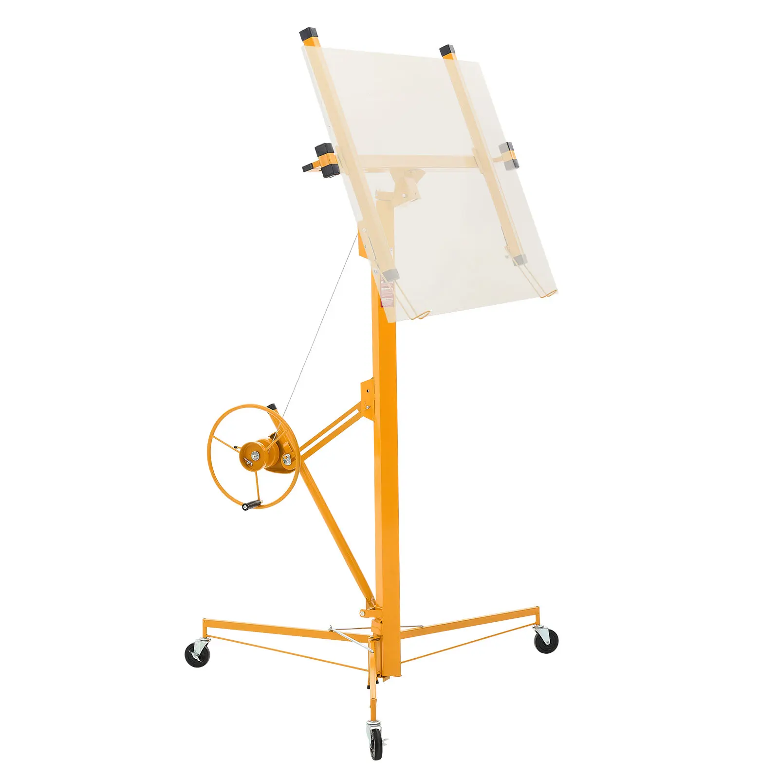 【SummerFinds】VEVOR 16ft Drywall Lift,  Heavy-Duty 150 lbs Sheetrock Hoist with Adjustable Telescoping Arm, Lockable Wheels, Drywall Lifter Panel Jack Hoist Tools Ideal for Ceiling & Wall Installation (Yellow)