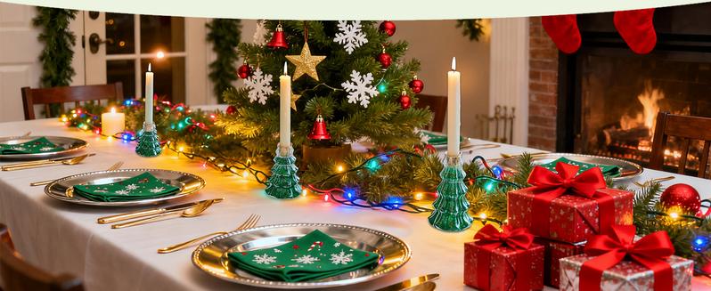 Christmas Taper Candle Holders: 3 Pcs Glass Christmas Tree Candlestick Holders with 9.8oz/ 280g Green Chunky Glitter Xmas Decorations Holiday DIY Gifts Christmas Taper Candle Holders: 3 Pcs Glass Christmas Tree Candlestick Holders with 9.8oz/ 280g Green Chunky Glitter Xmas Decorations Holiday DIY Gifts