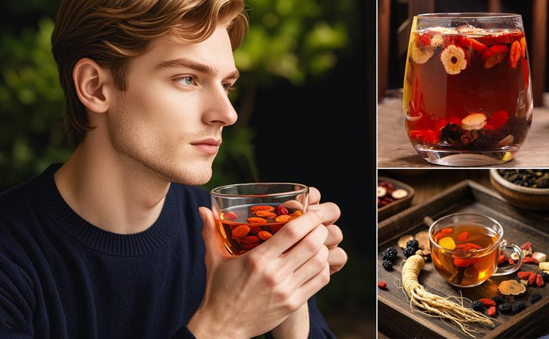 30bags Ginseng-Infused Eight Treasure Tea, Kidney Tea Formula Ginseng eight Treasure Teas for Women & Men, Nnatural Ingredients Sweet Taste and Aroma150g（5g*30pcs)