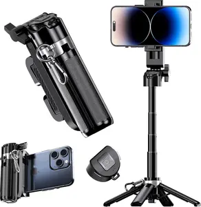 2026 New 4-in-1 Multifunctional mini Selfie Stick with 360° Rotation Compact Stylish Wireless Bluetooth Control Phone Holder for Selfies Video Recording Vlogging  - Stabilizer Camera,Maxinum extend to 16 inches ,Great gift