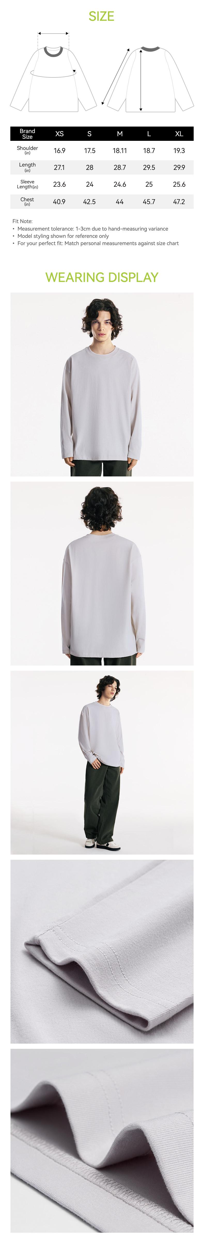 MIDMX Heavyweight Long Sleeve 100% Cotton Shirts  Solid Color Unisex Loose Fit Fade Proof Versatile Everyday Wear Men's Basic Tee Vintage Plant Dyed