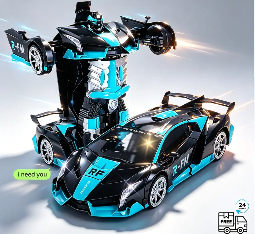 Tibibee Transforming RC Truck - 1:18 Scale 2.4GHz Remote Control Robot Car, 360° Rotation, Rechargeable Batteries, Durable ABS, Summer Outdoor Toy for Boys 3-15, Birthday Gifts for Prime Day & Back to School