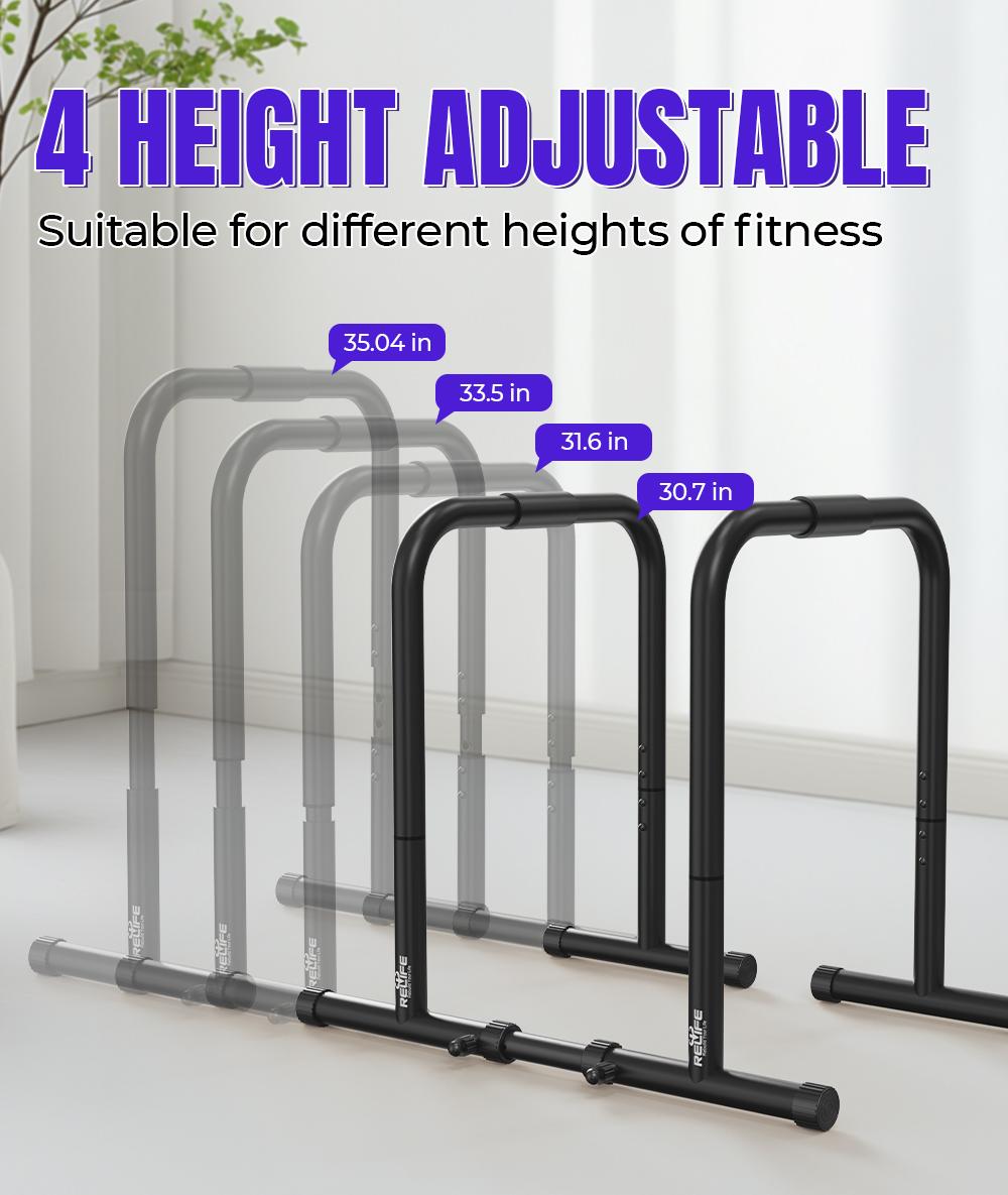 RELIFE REBUILD YOUR LIFE Multi-Function Dip Station Heavy Duty Dip Stands Calisthenics Dip bar Station Exercise Stabilizer Parallette Push Up Stands