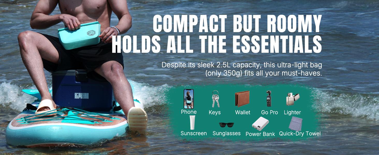 Niphean 2.5L Crossbody Waterproof Dry Bag with Magnetic Sealing Design, Travel Essentials for One-Second Access in All Sports Styles, Multi-Wear Fanny Pack for Men & Women Outdoor Use