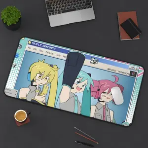 Anime Gaming Desk Pad Featuring Hatsune Miku And Kasane Teto, Vocaloid Kawaii Extended Mousepad, Otaku Deskmat For Gamer Room Decor, Cute Anime Desk Accessory Gift.