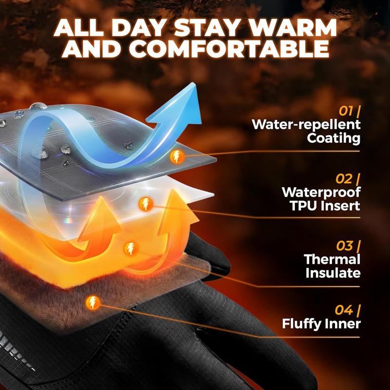 Winter Waterproof Sky Snow Warm Gloves for Women Men,Wind proof Cold Weather Thermal with Touchscreen Fingers, for Running Driving Cycling Hiking Biking Outdoor Sports Daily Work Out.