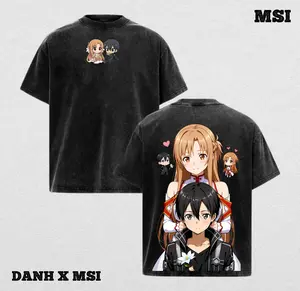 Kirito & Asuna | Sword Art Online Washed Tee Streetwear Tee Hoodie “In Every World, It’s Always You and Me” — For SAO Fans, For Gift Drops That Shine With Eternal Connection