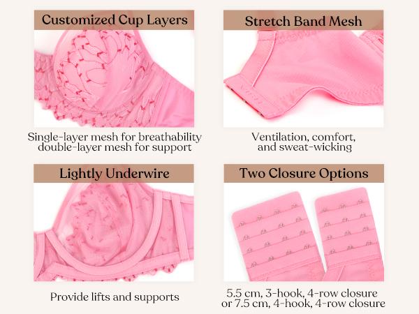 HSIA Winter Sonata Embroidered Lace Trim Full Coverage Unlined Underwire Bra