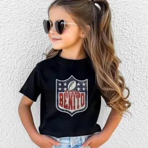 "Benito Bowl 2026" Rugby Football Kids 100% Cotton T-Shirt Casual Short Sleeve Round Neck Summer Top for &, Party & Casual Attire, Party Outfit, Playful Design, Comfortable Fit, Printed Shirt