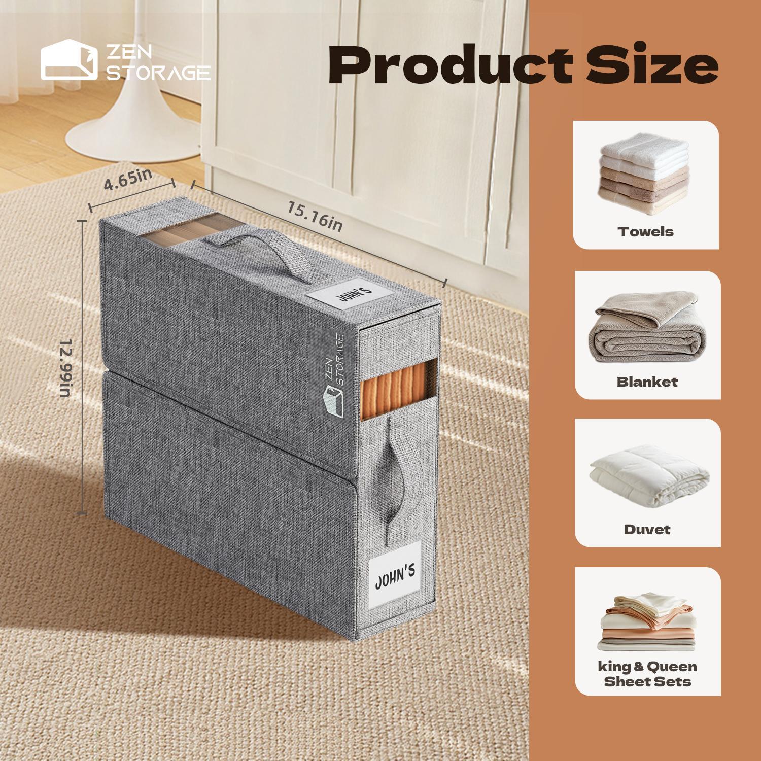 【NewYear2026】4Pack Bed Sheet Organizers for Linen Closet - King/Queen Size Bedding Storage Boxes with Clear Window, Foldable & Dustproof Linen Organizer for Blankets & Sheet Sets